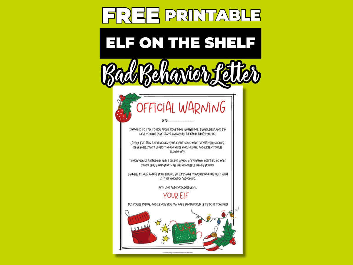 free printable elf on the shelf bad behavior letter - modern mom life